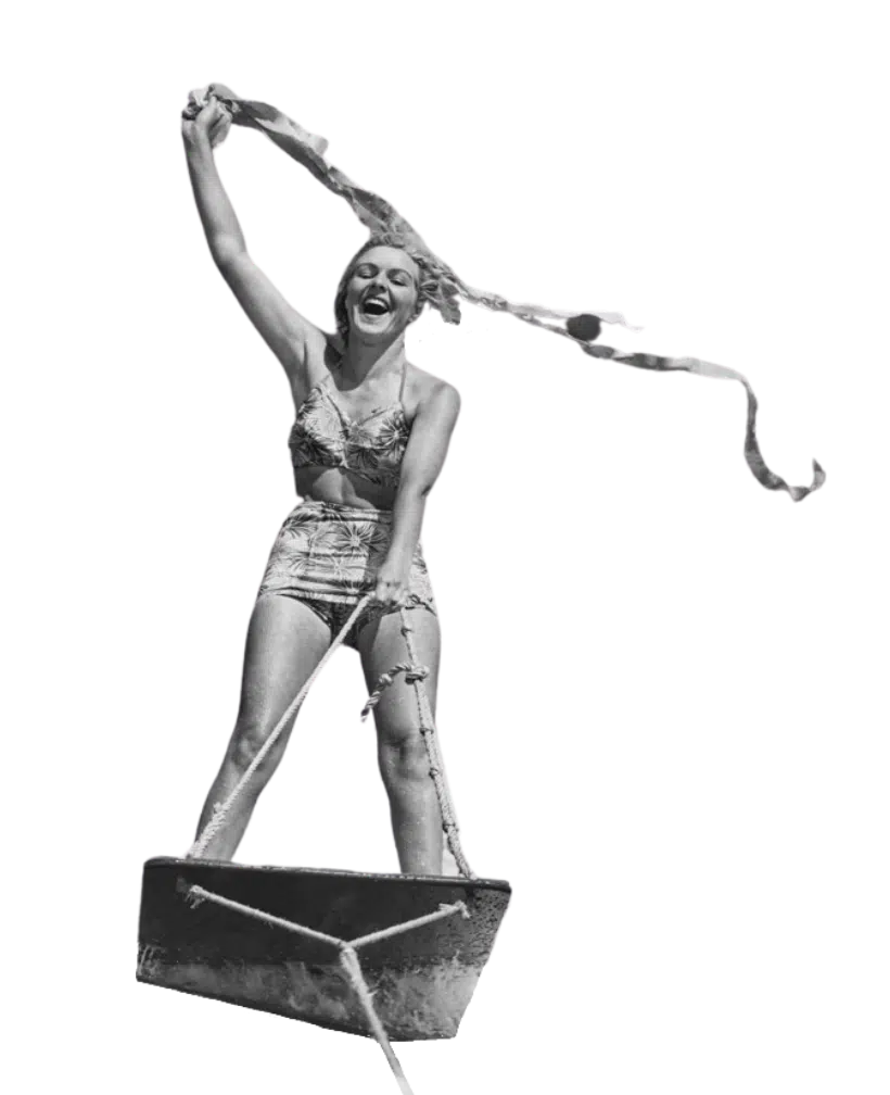 Veelgestelde vragen over taal Duik in taal retro vintage vrouw badpak watersport