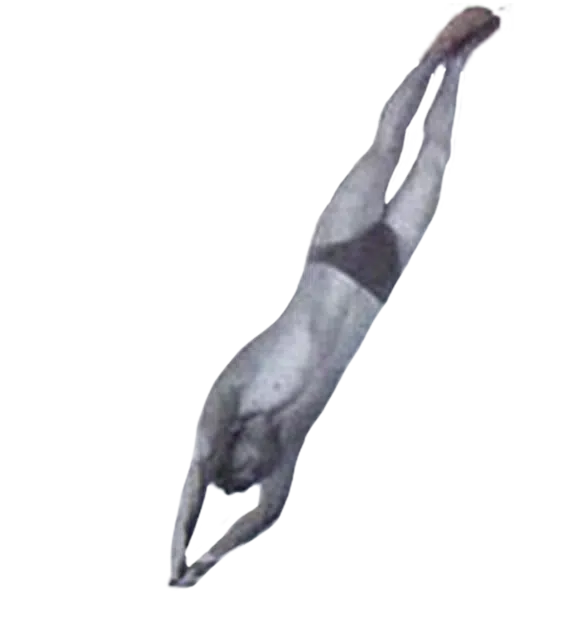 taalleraar duik in taal duiker zwemmen zwembroek foto vintage retro