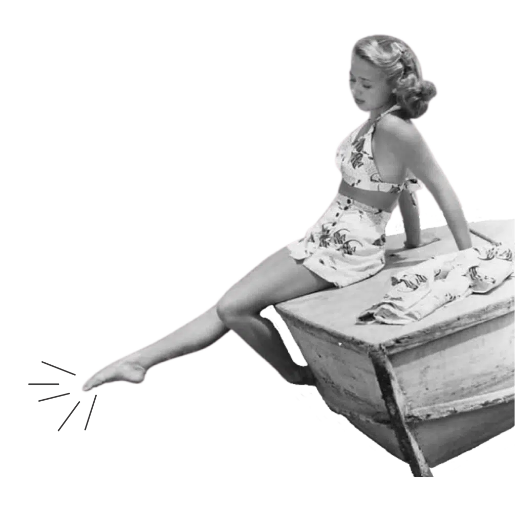 duik in taal vlaams talenplatform zwemster zwemmer badpak zwempak voet boot retro vintage